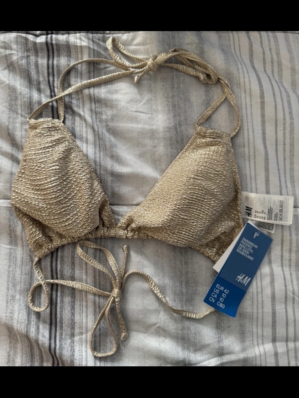 H&M Women’s Glitter Gold NWT Bathing Suit Top 10